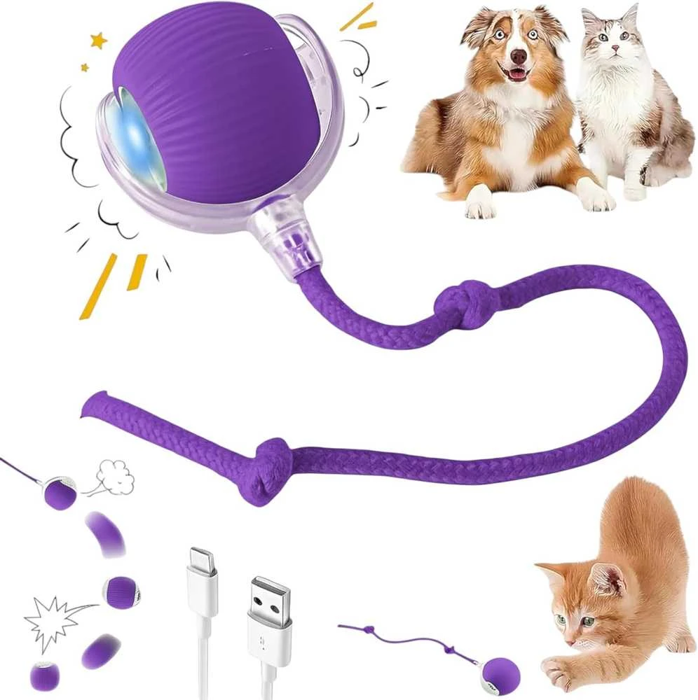 Interaktyvus išmanusis žaislas katėms kamuolys Cat Ball, violetinis