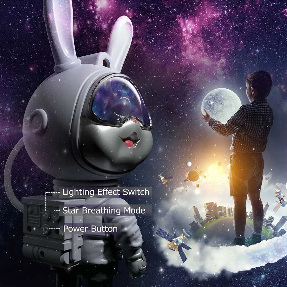 LED galaktikų ir žvaigždžių projektorius Astronautas Bunny