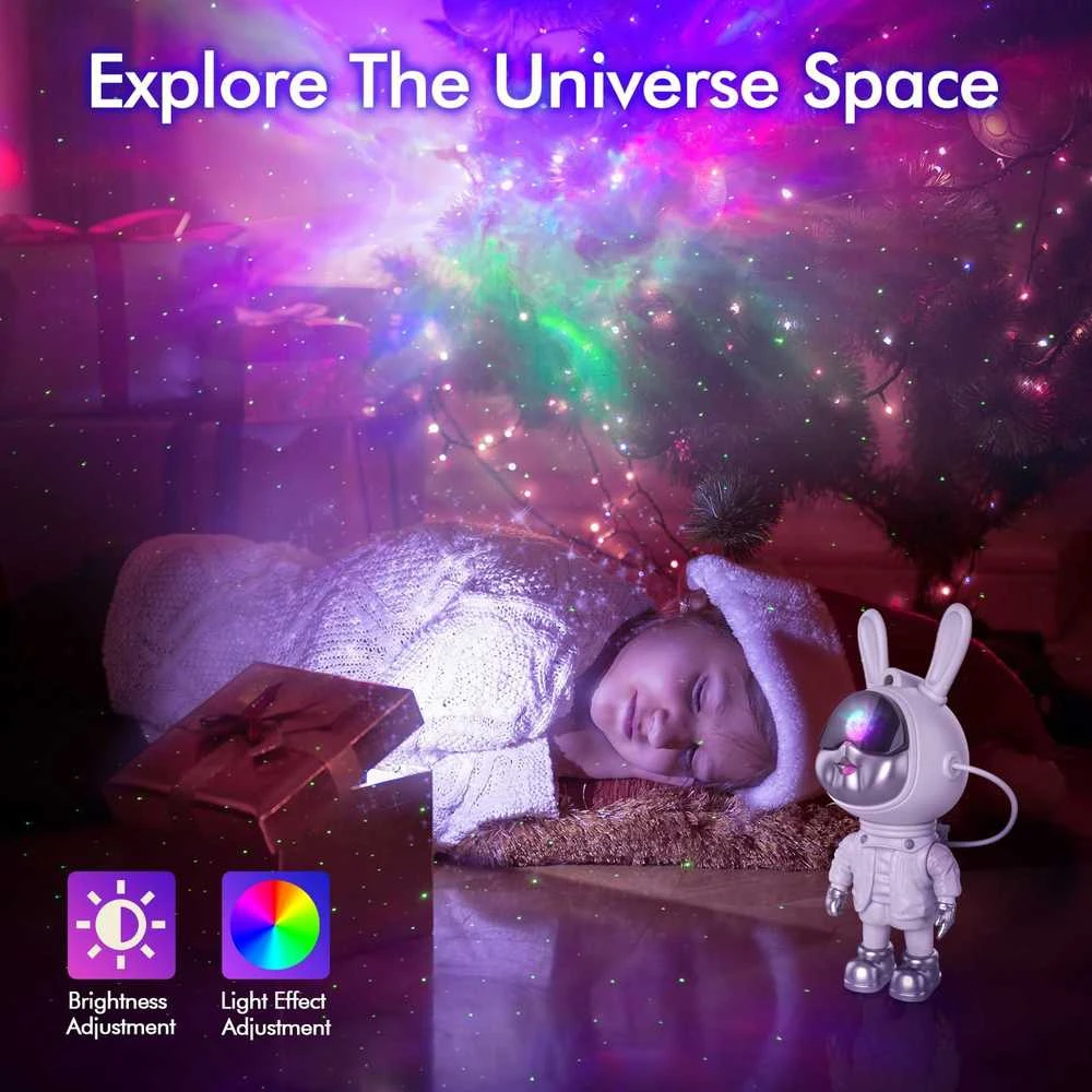 LED galaktikų ir žvaigždžių projektorius Astronautas Bunny