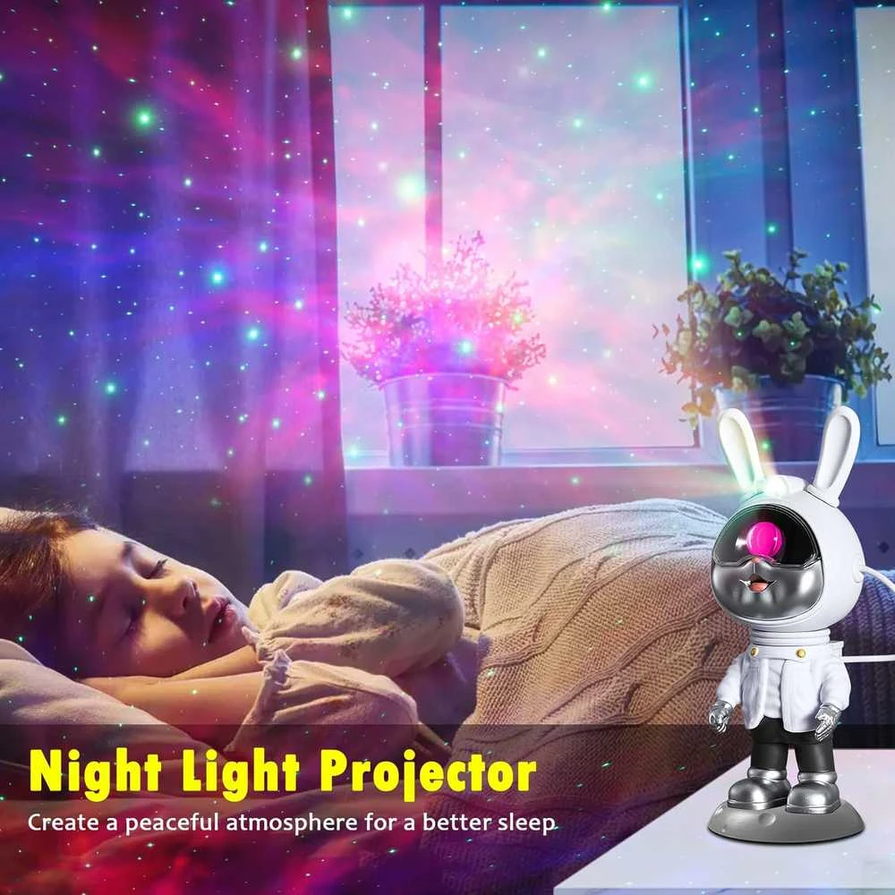 LED galaktikų ir žvaigždžių projektorius Astronautas Bunny
