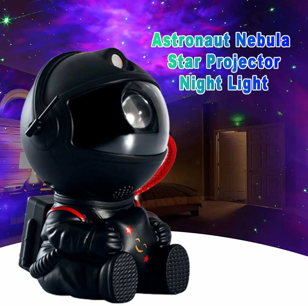 LED galaktikų ir žvaigždžių projektorius Astronautas (juodas)