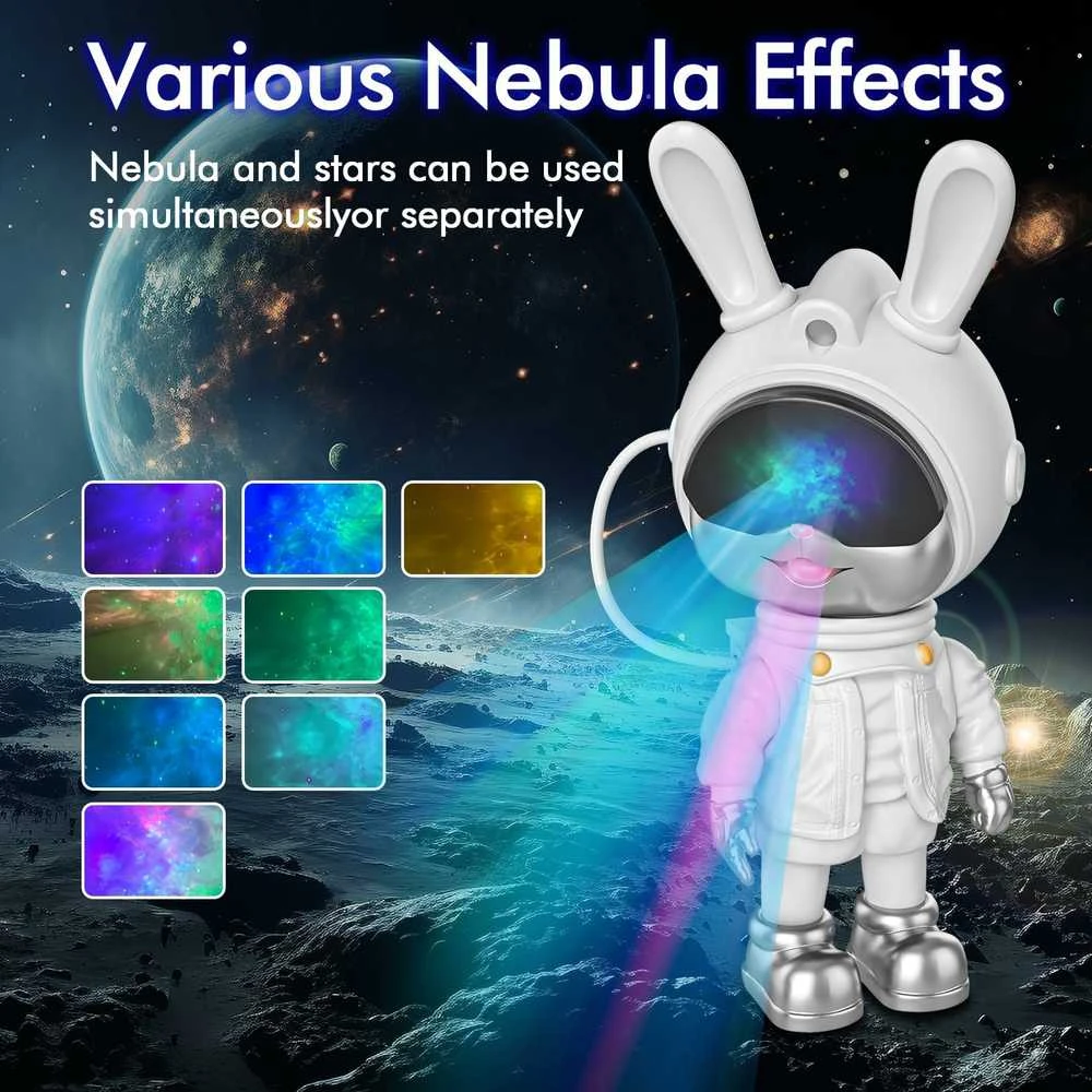 LED galaktikų ir žvaigždžių projektorius Astronautas Bunny