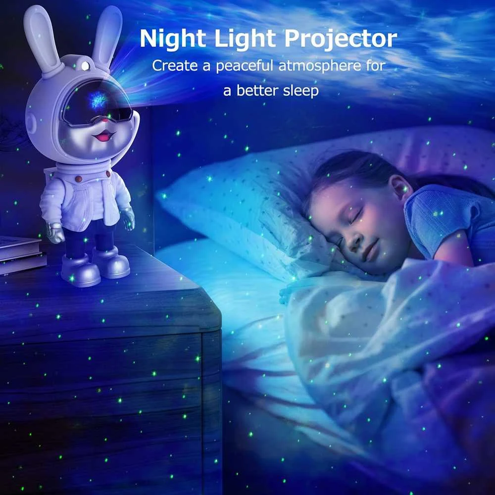 LED galaktikų ir žvaigždžių projektorius Astronautas Bunny