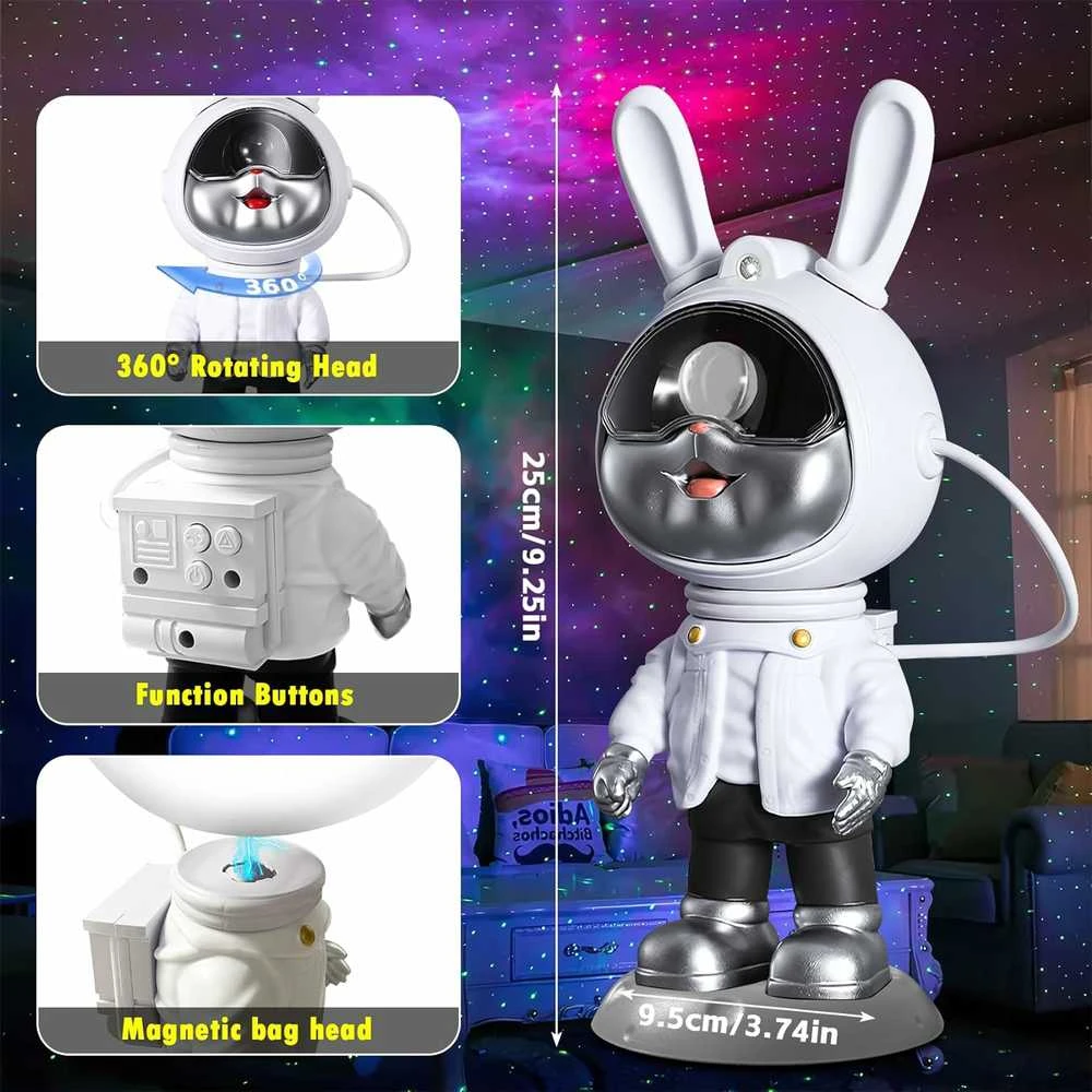 LED galaktikų ir žvaigždžių projektorius Astronautas Bunny