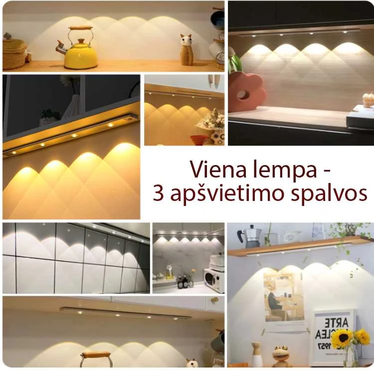 Sieninis šviestuvas Magnetinis LED įkraunamas šviestuvas su judesio davikliu (20 cm)