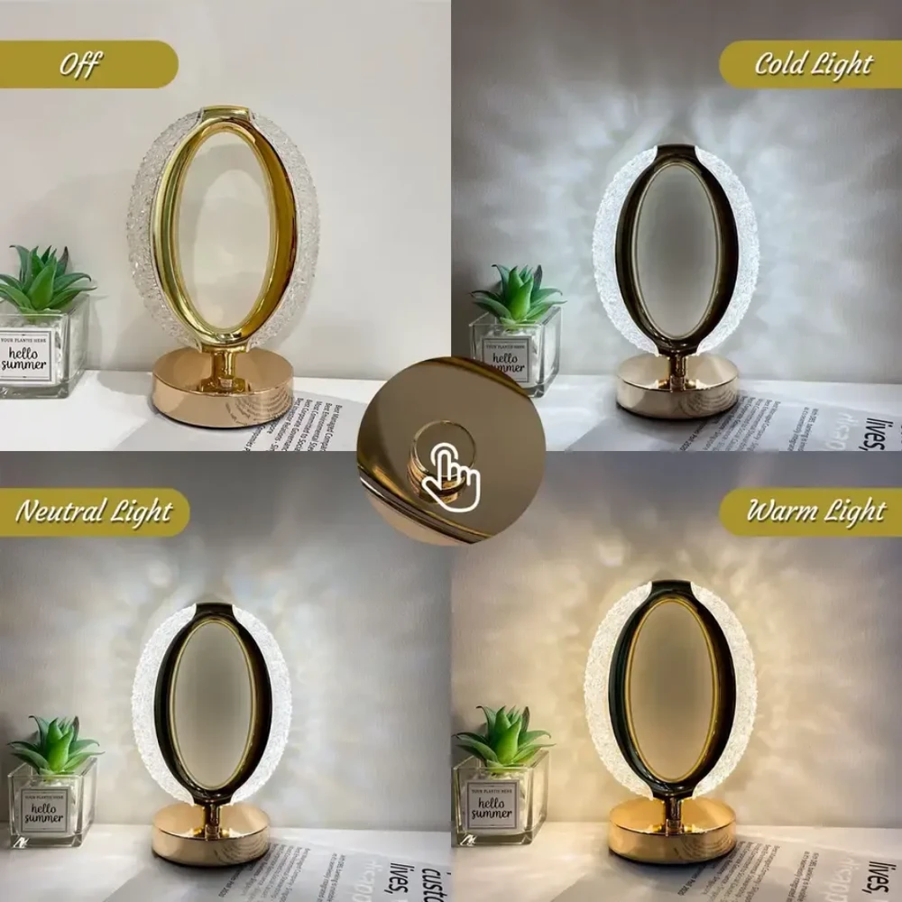 Modernus stalinis šviestuvas - 3 spalvų reguliuojamas LED naktinis šviestuvas su USB įkrovimu