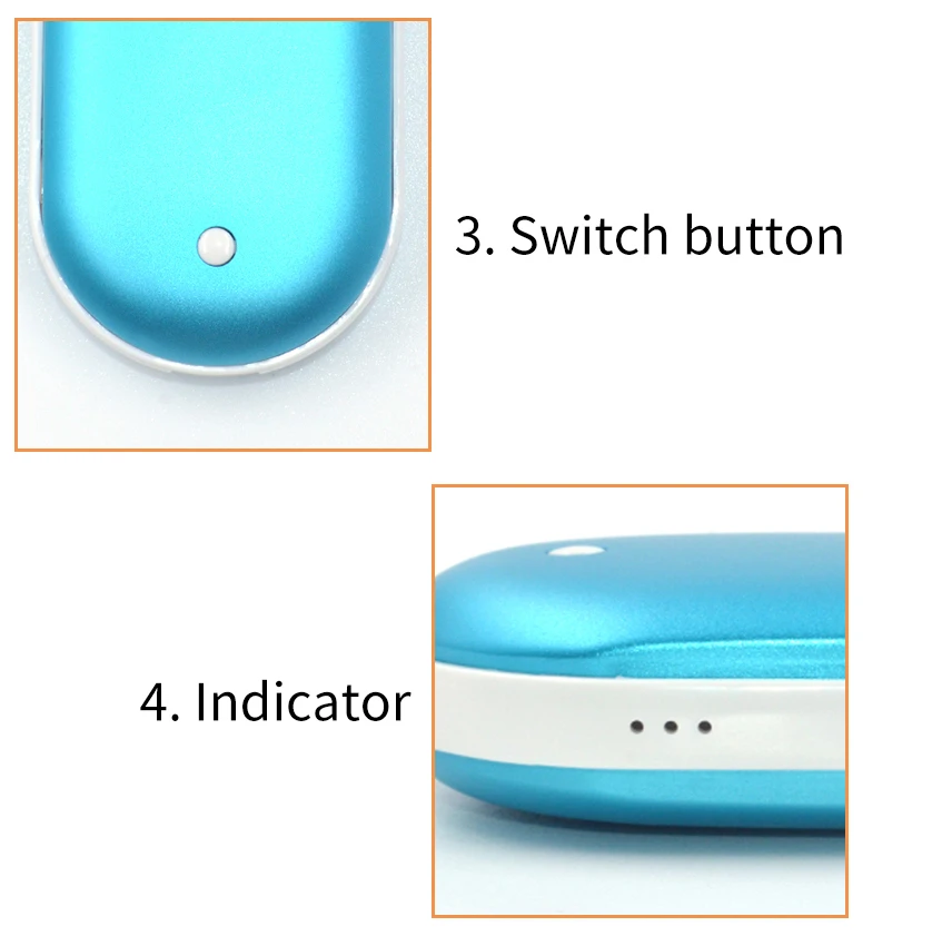 Nešiojamas rankų šildytuvas, Powerbank 10000mAh (Sidabrinis)