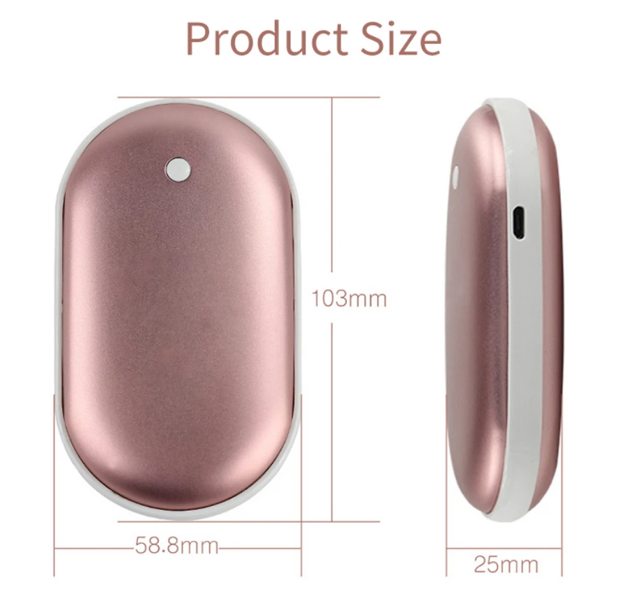 Nešiojamas rankų šildytuvas, Powerbank 10000mAh (Sidabrinis)