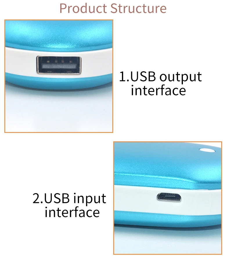 Nešiojamas rankų šildytuvas, Powerbank 10000mAh (Sidabrinis)