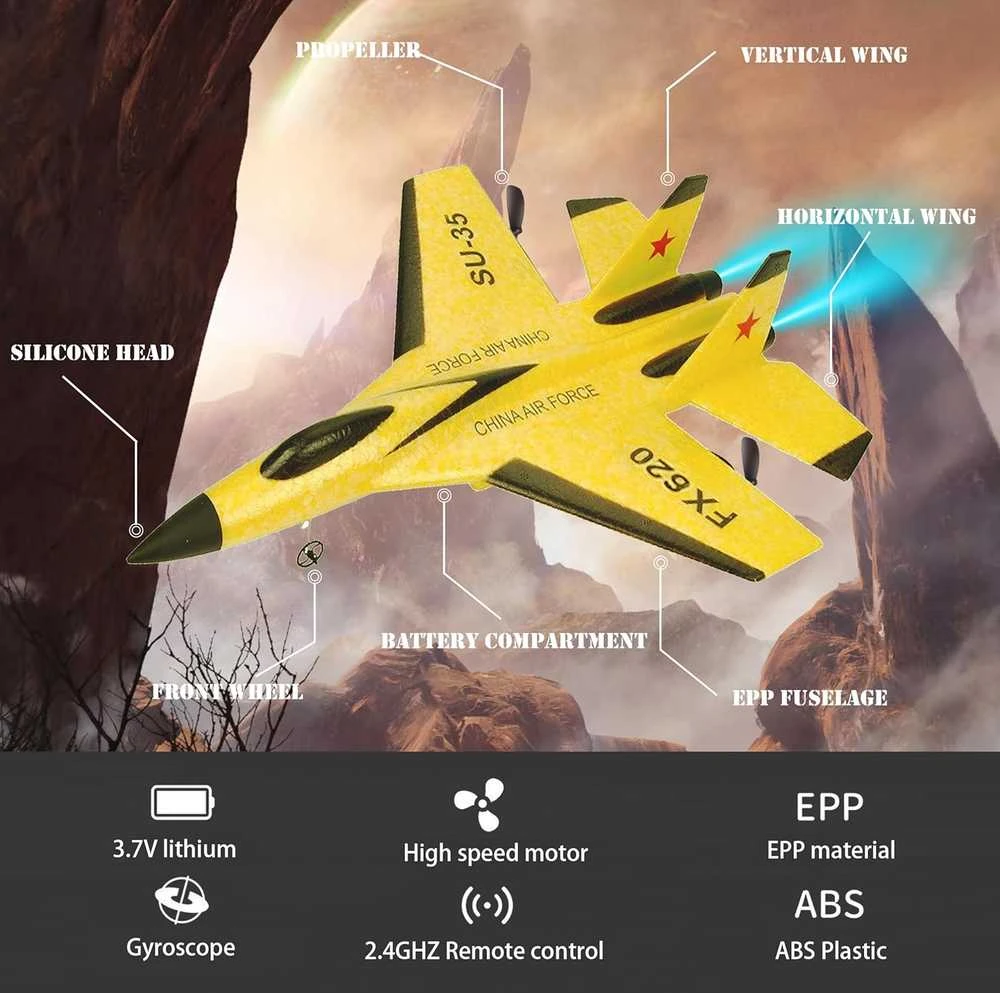 RC Nuotolinio valdymo lėktuvas SU-35 FX-620 (raudonas)