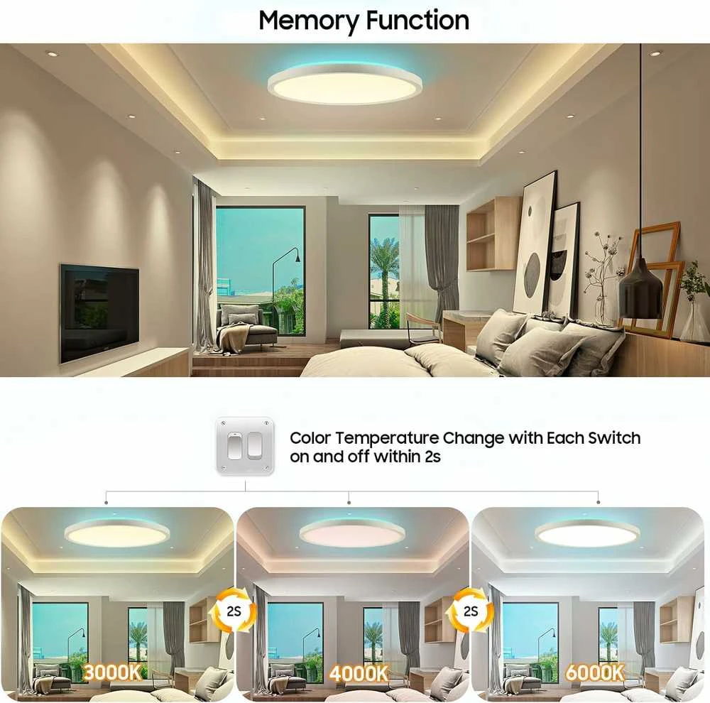 RGB LED apvalus lubinis šviestuvas