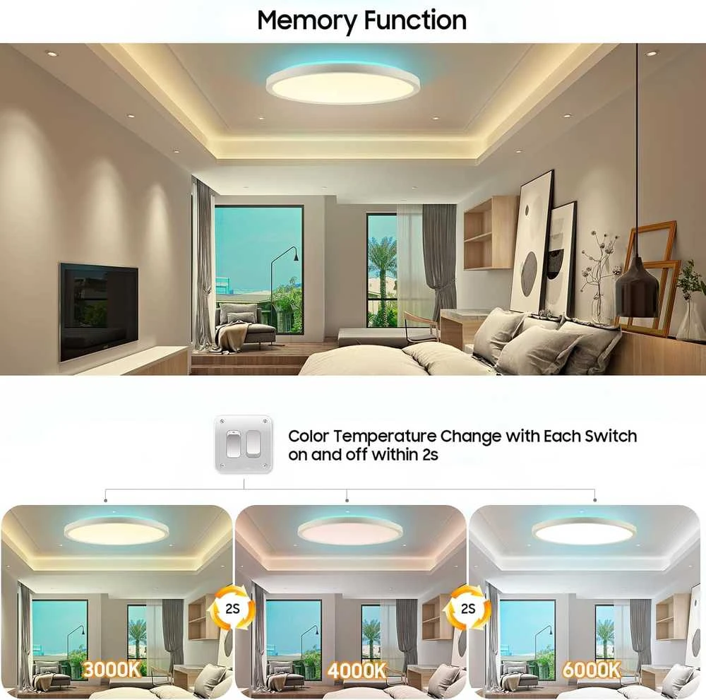 RGB LED apvalus lubinis šviestuvas (juodas apvadas)