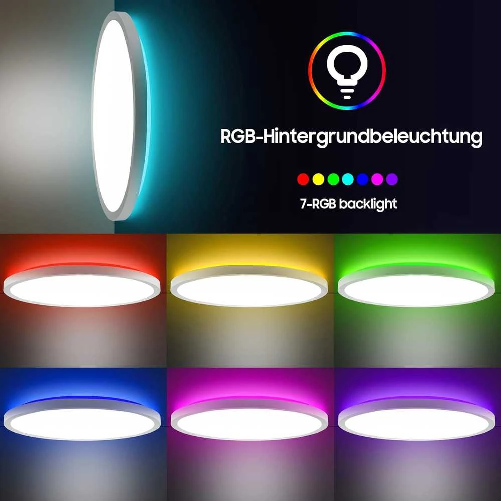 RGB LED apvalus lubinis šviestuvas (juodas apvadas)
