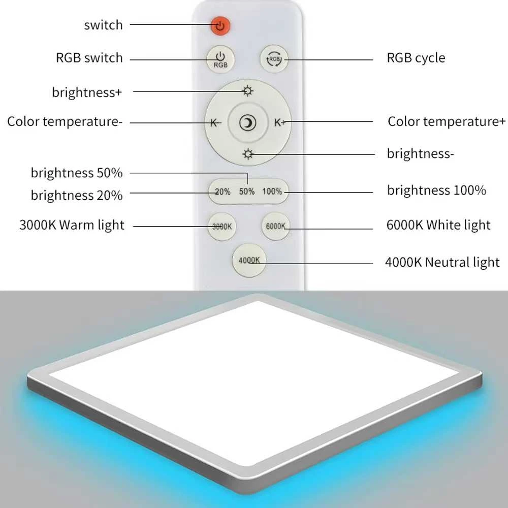 RGB LED kvadratinis lubinis šviestuvas