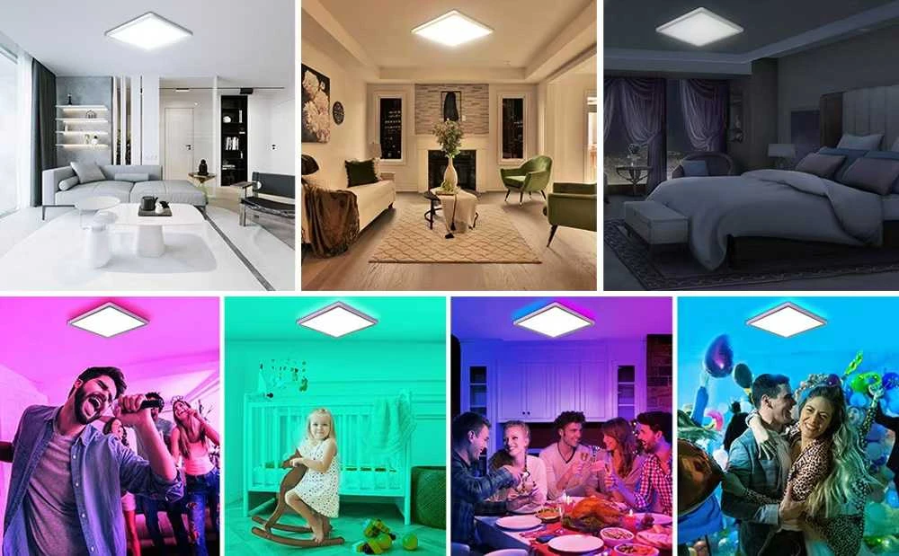 RGB LED kvadratinis lubinis šviestuvas