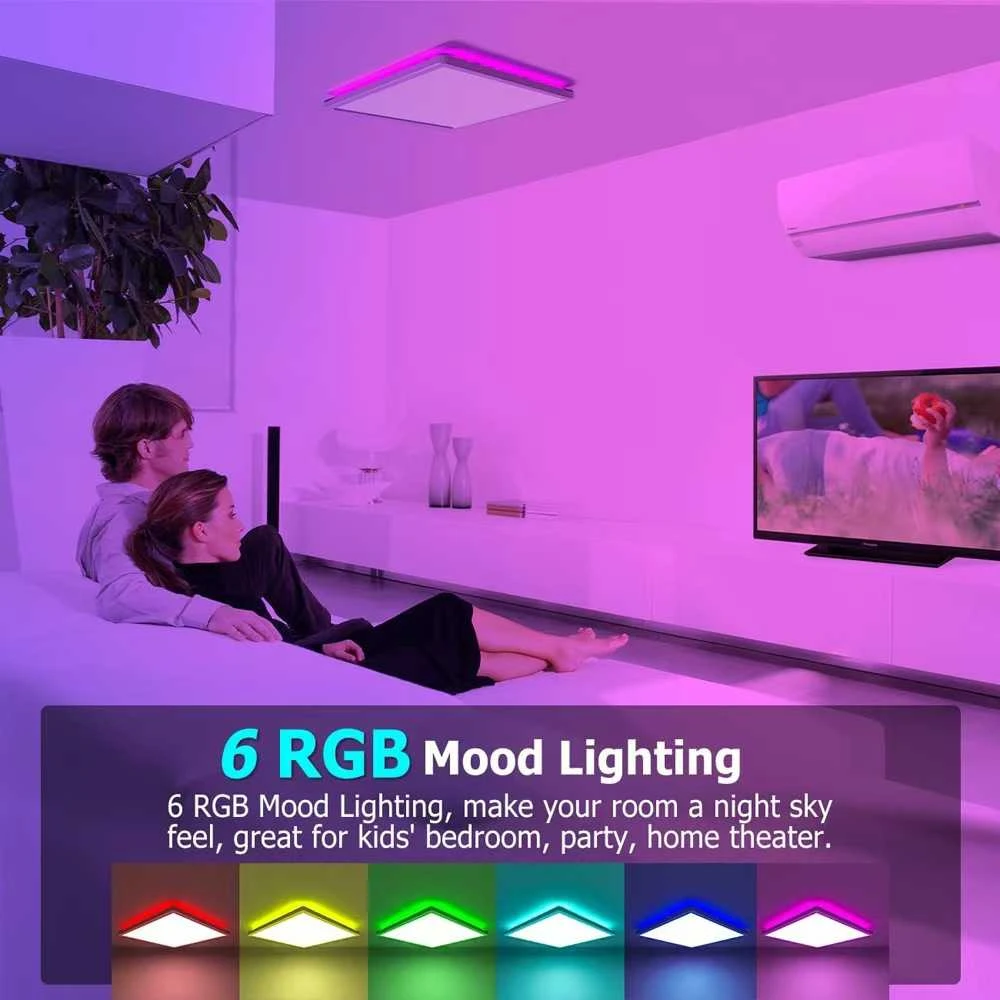 RGB LED kvadratinis lubinis šviestuvas