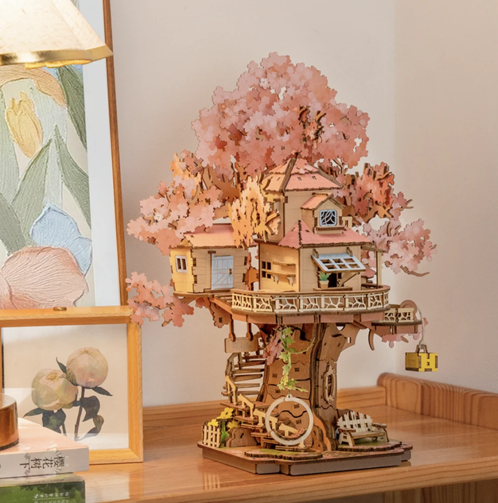 Robotime 3D medinis konstruktorius Sakura medžio namelis