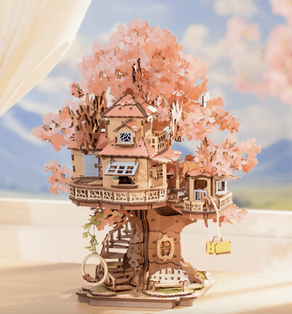 Robotime 3D medinis konstruktorius Sakura medžio namelis