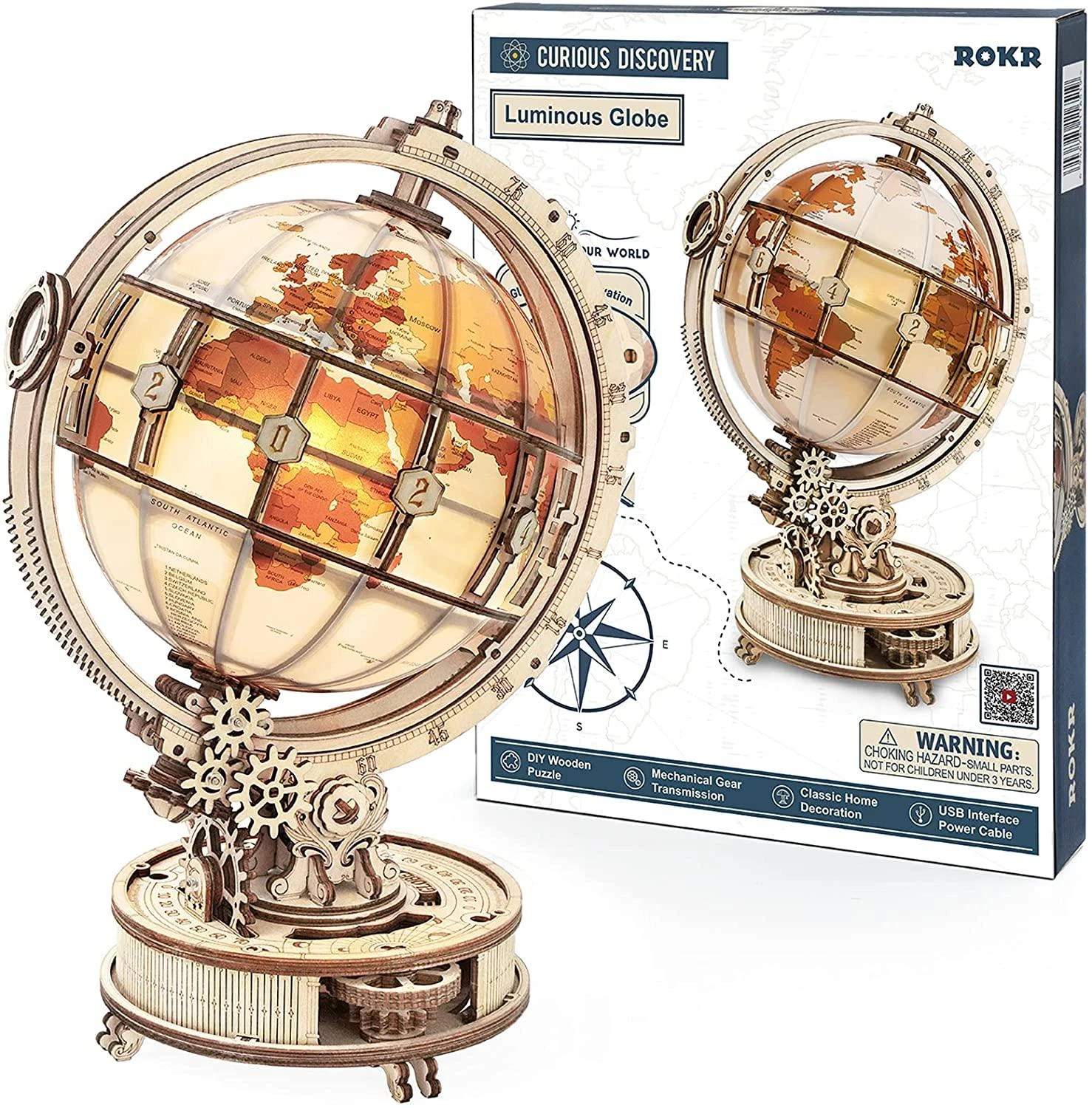 Robotime 3D Medinis konstruktorius Švytintis gaublys