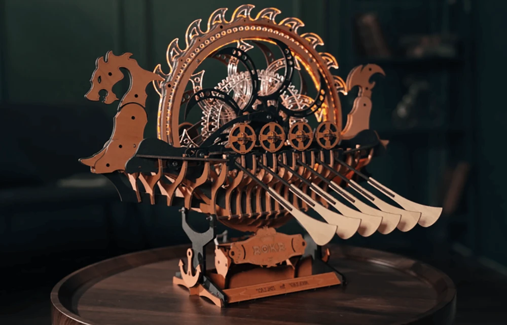 Robotime 3D medinis mechaninis konstruktorius Viking Dragon Ship
