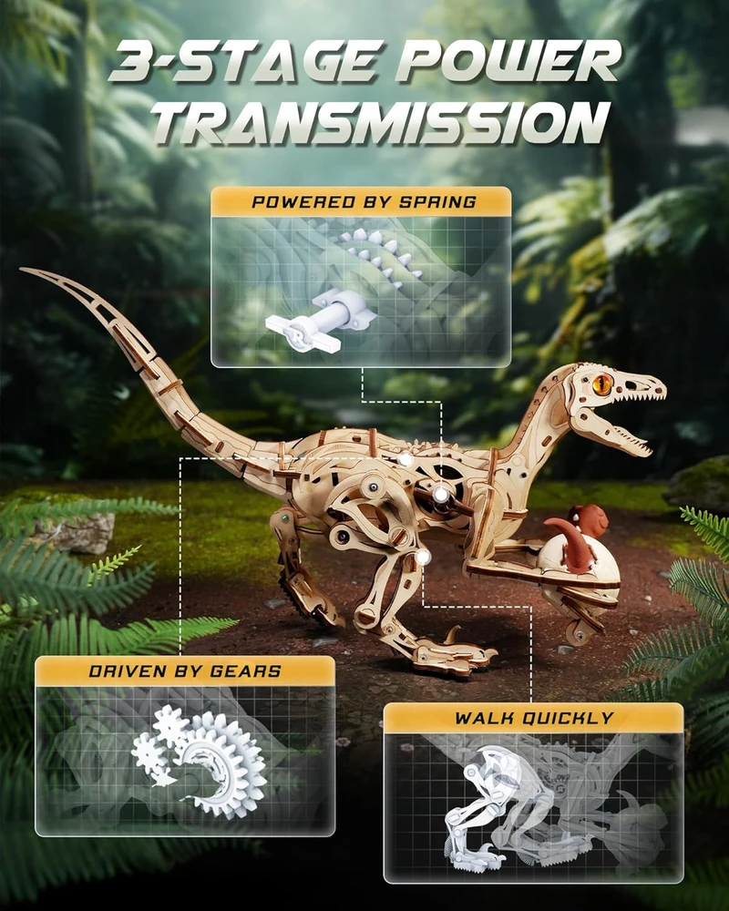 Robotime 3D medinis mechaninis konstruktorius Velociraptor