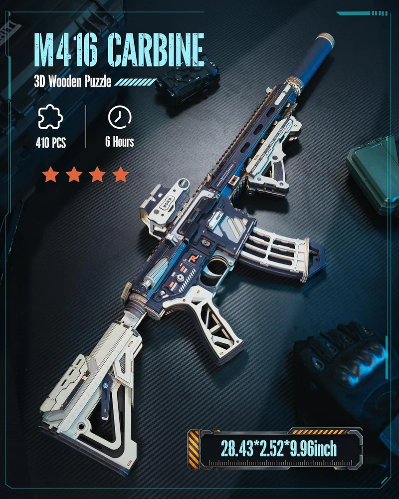 Robotime 3D medinis mechaninis konstruktorius M416 Carbine
