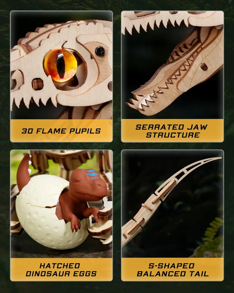 Robotime 3D medinis mechaninis konstruktorius Velociraptor