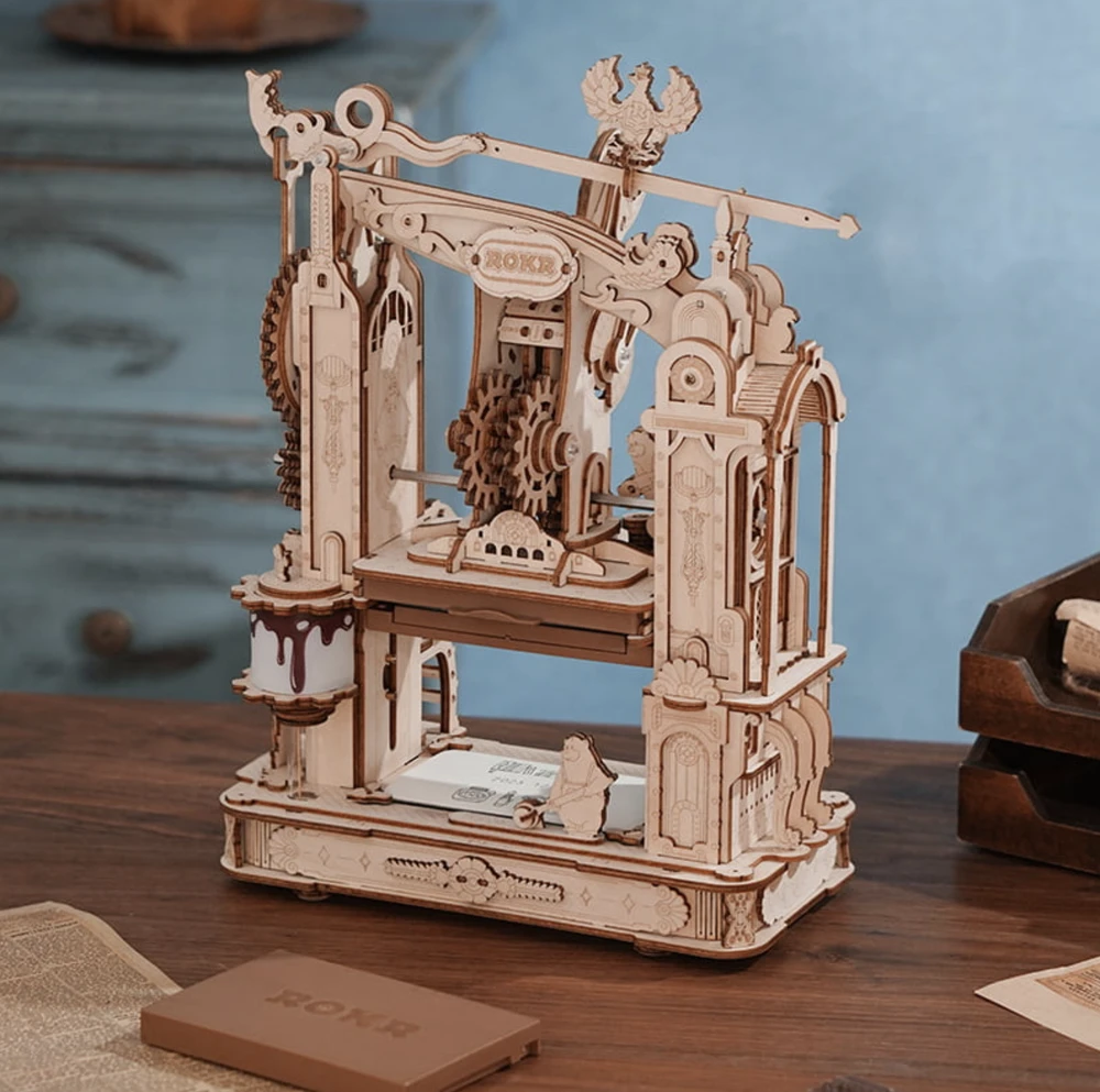 Robotime 3D medinis mechaninis konstruktorius Klasikinis spausdinimo presas