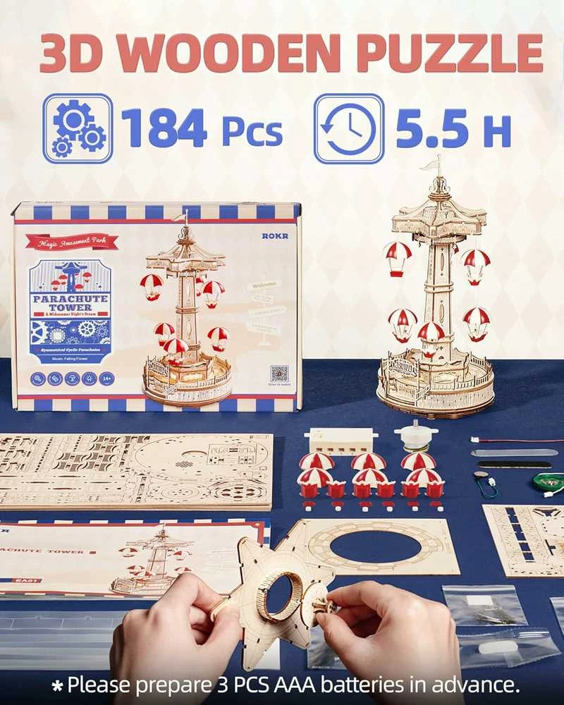 Robotime 3D medinis mechaninis konstruktorius PARAŠIUTAI