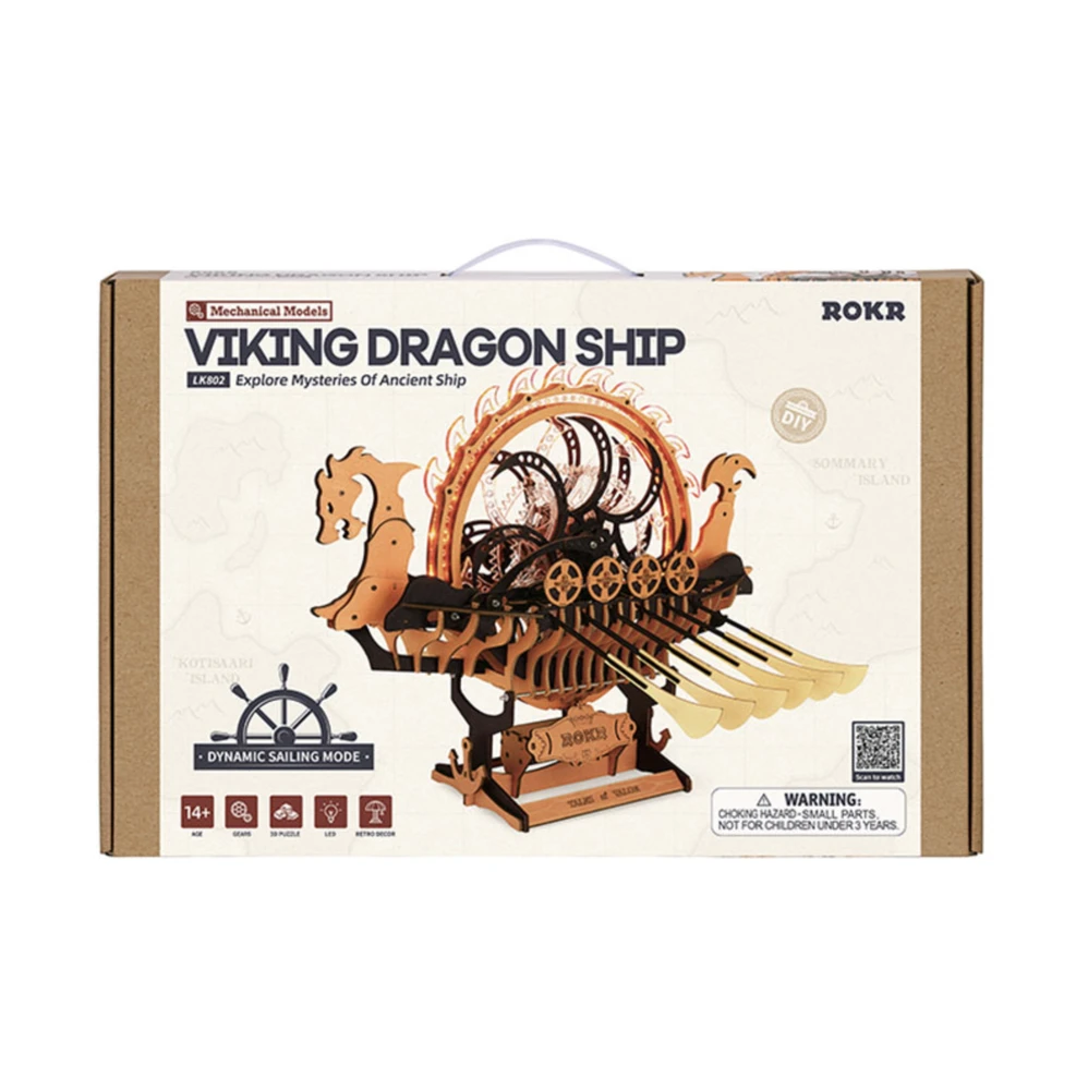 Robotime 3D medinis mechaninis konstruktorius Viking Dragon Ship