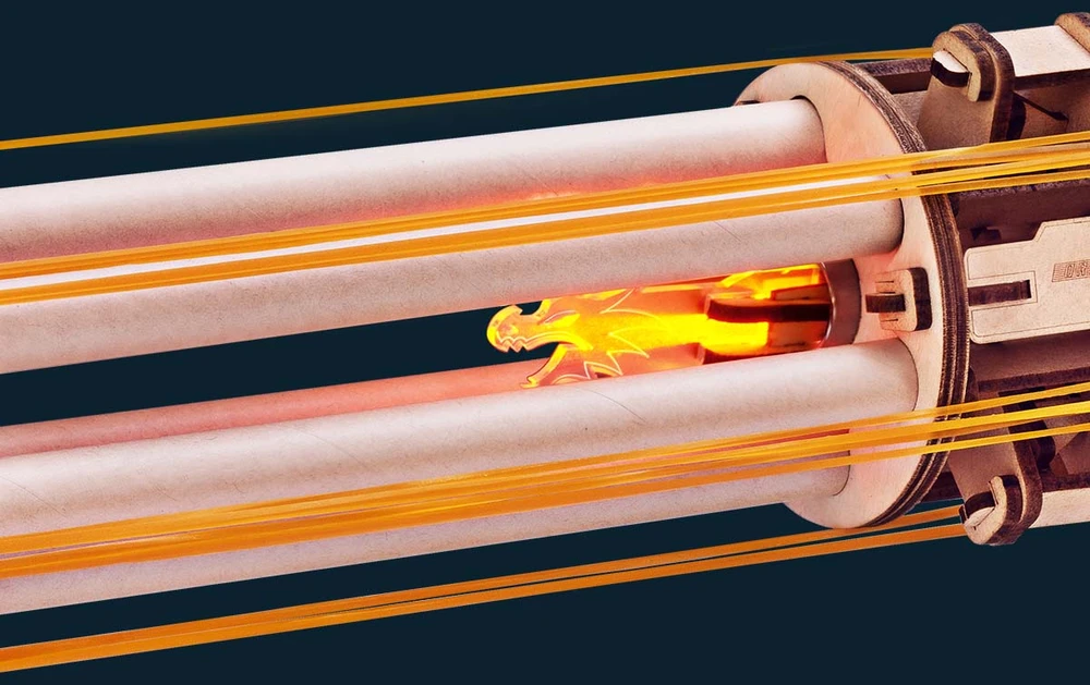 Robotime 3D medinis mechaninis konstruktorius Rotating-Barrel Machine Gun