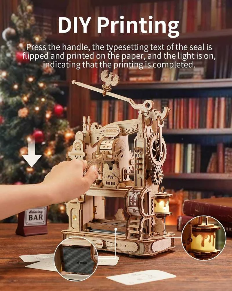 Robotime 3D medinis mechaninis konstruktorius Klasikinis spausdinimo presas