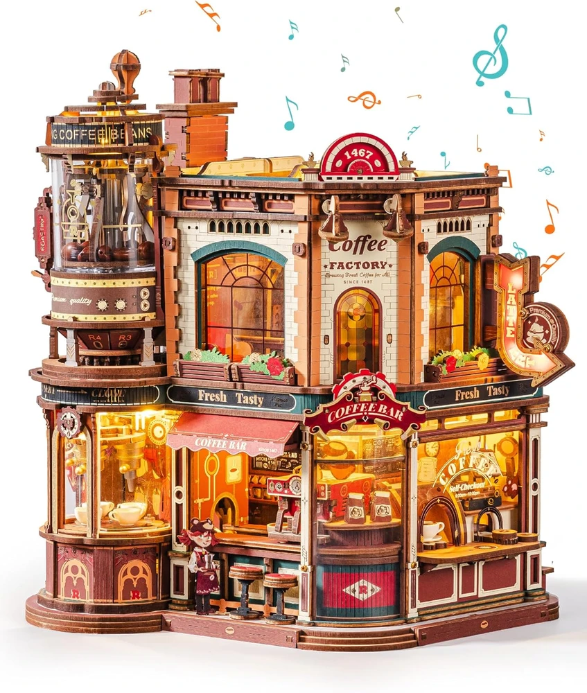 Robotime 3D medinis mechaninis konstruktorius Dream Coffee Factory