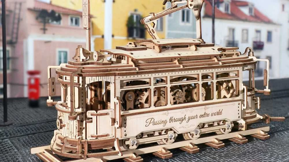Robotime 3D medinis mechaninis konstruktorius MIESTO TRAMVAJUS