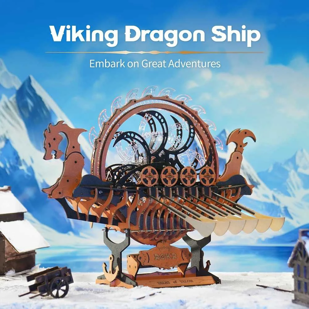 Robotime 3D medinis mechaninis konstruktorius Viking Dragon Ship