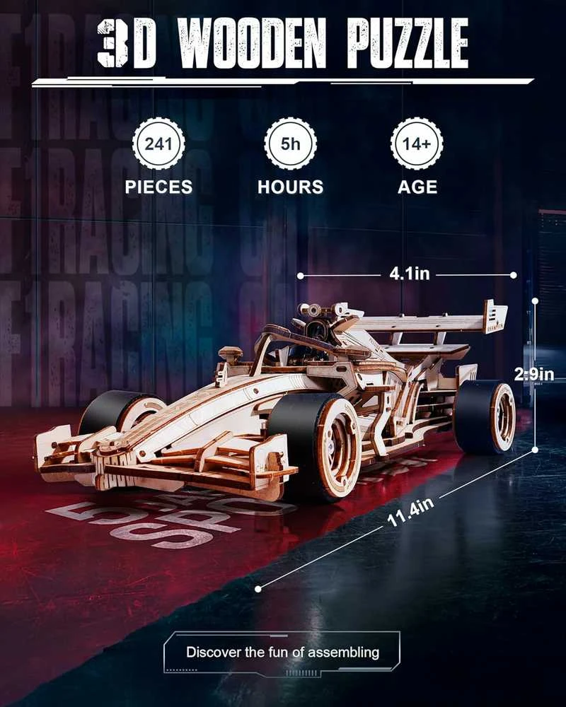 Robotime 3D medinis mechaninis konstruktorius Racing Car