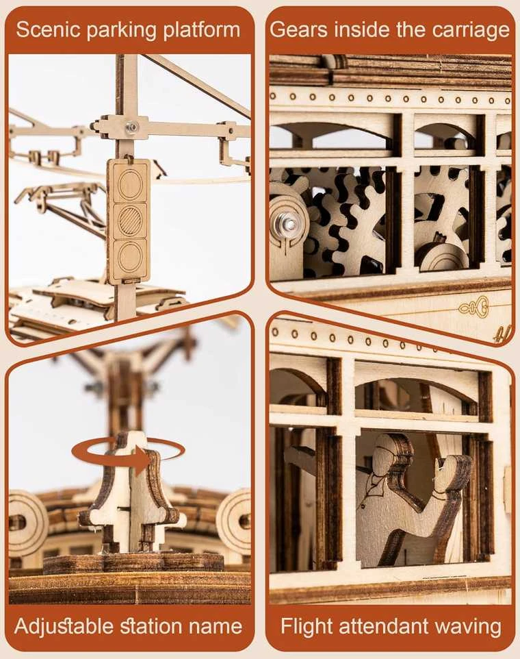 Robotime 3D medinis mechaninis konstruktorius MIESTO TRAMVAJUS