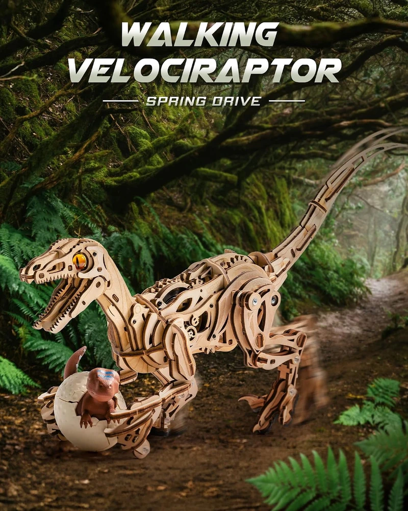 Robotime 3D medinis mechaninis konstruktorius Velociraptor