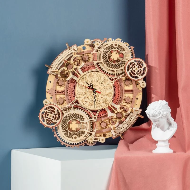 Robotime 3D medinis mechaninis konstruktorius SIENINIS LAIKRODIS