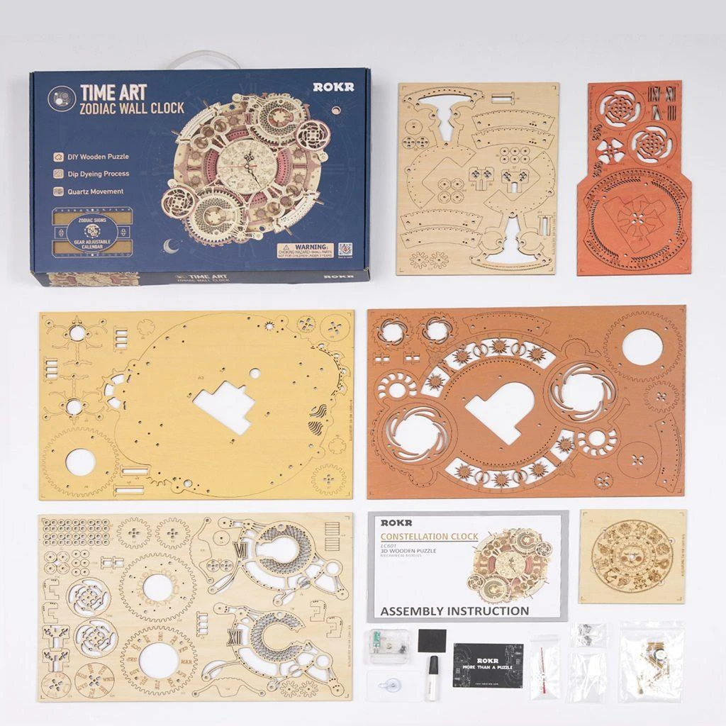 Robotime 3D medinis mechaninis konstruktorius SIENINIS LAIKRODIS