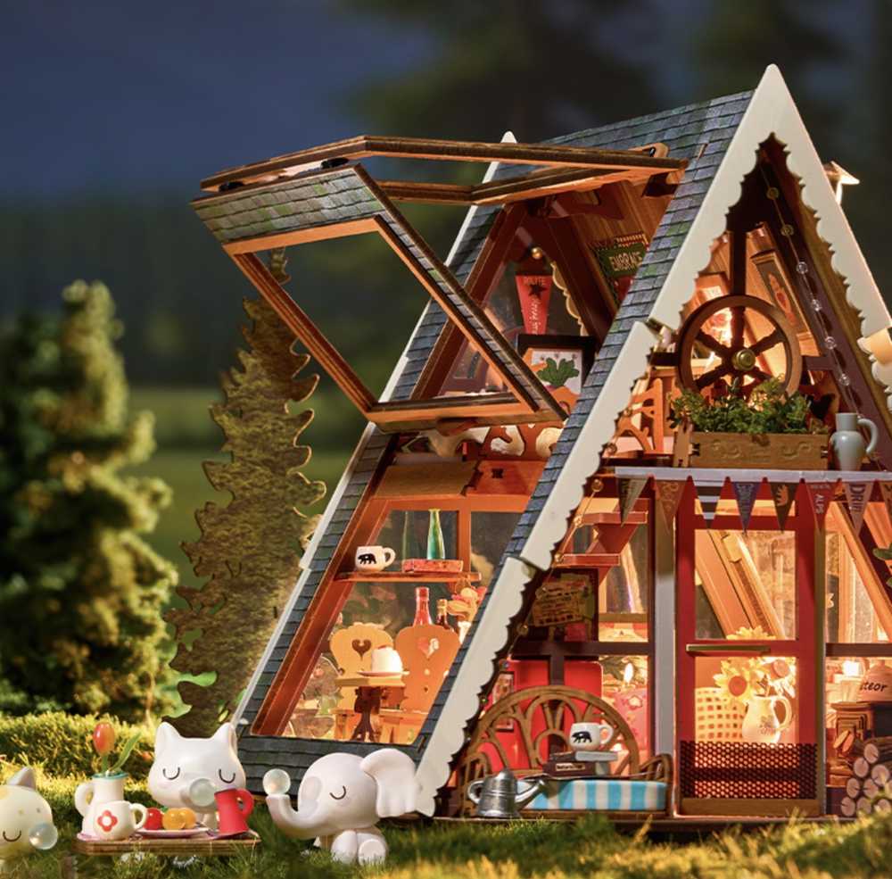 Robotime Mini namas 3D konstruktorius A-Frame Cabin Kalnų namelis