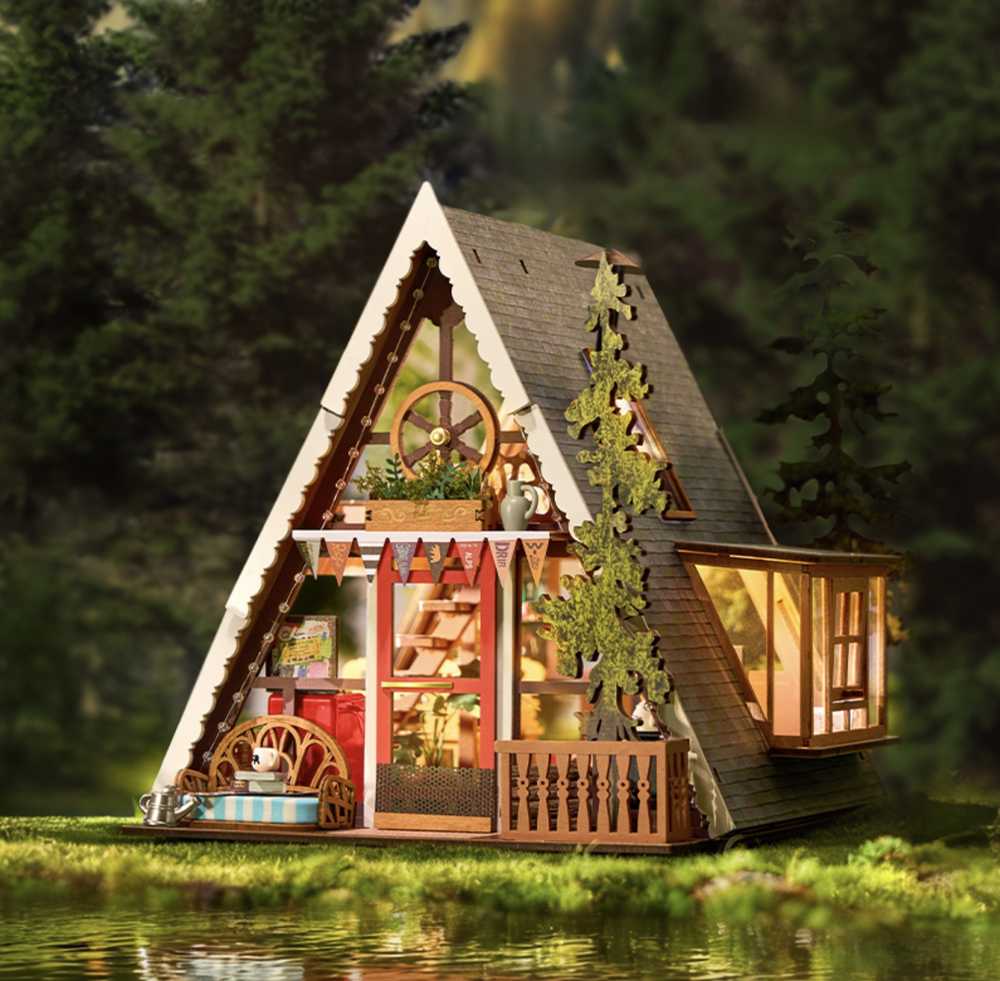 Robotime Mini namas 3D konstruktorius A-Frame Cabin Kalnų namelis