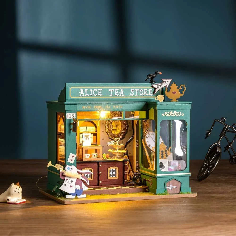 Robotime Mini namas 3D konstruktorius Alice's Tea Store