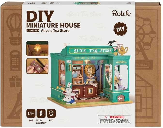Robotime Mini namas 3D konstruktorius Alice's Tea Store