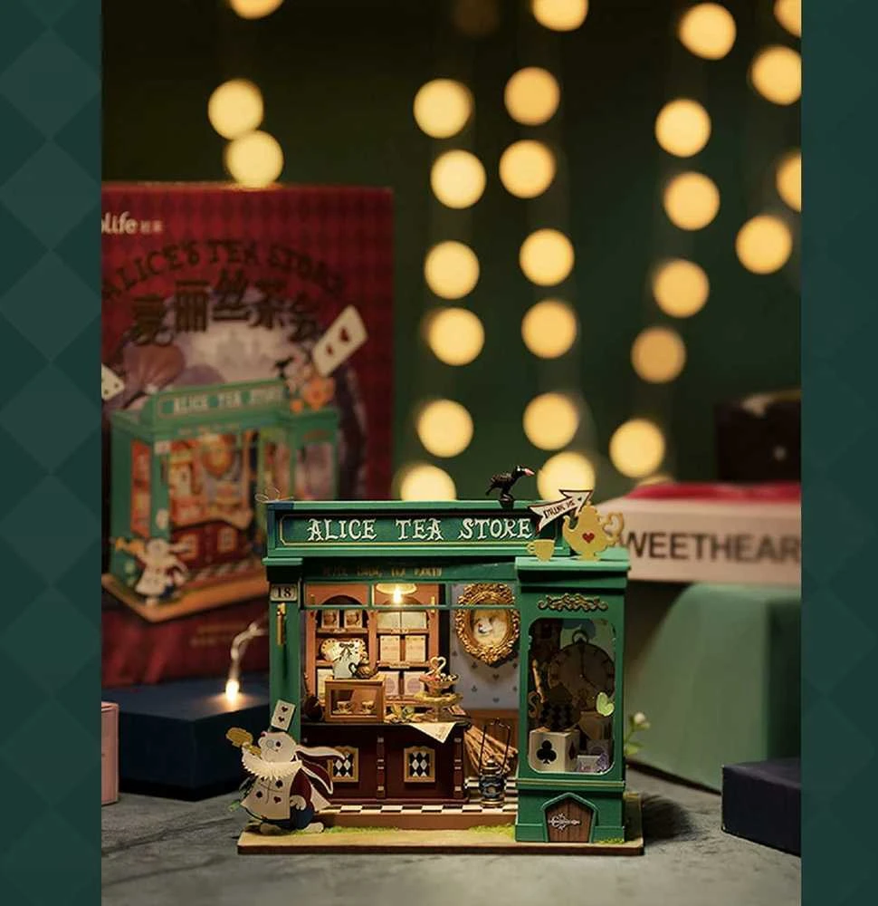 Robotime Mini namas 3D konstruktorius Alice's Tea Store