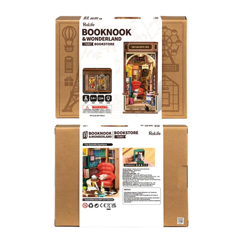Robotime Mini namas 3D konstruktorius BOOKSTORE