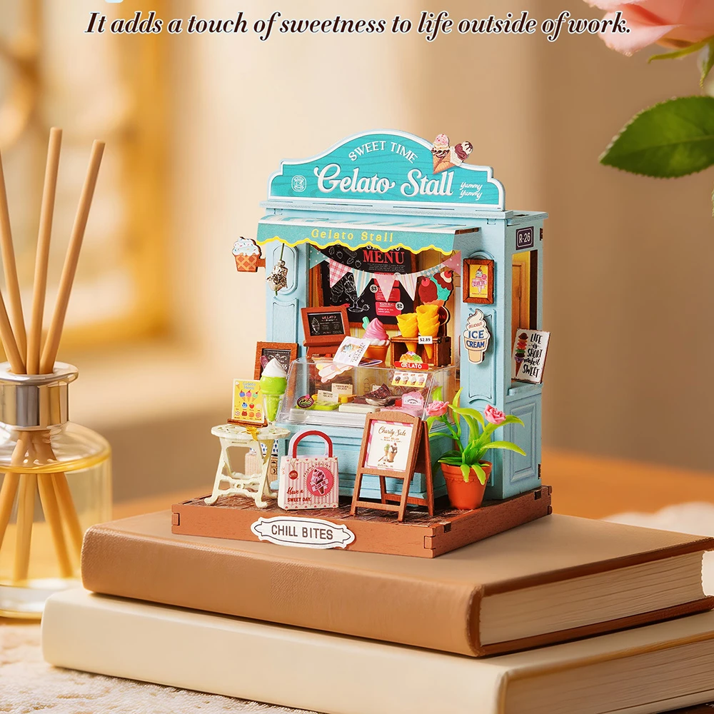 Robotime Mini namas 3D konstruktorius Gelato Stall