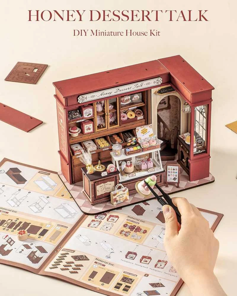 Robotime Mini namas 3D konstruktorius Rolife Honey Dessert Talk