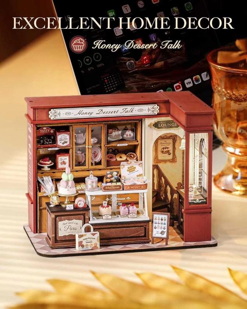 Robotime Mini namas 3D konstruktorius Rolife Honey Dessert Talk