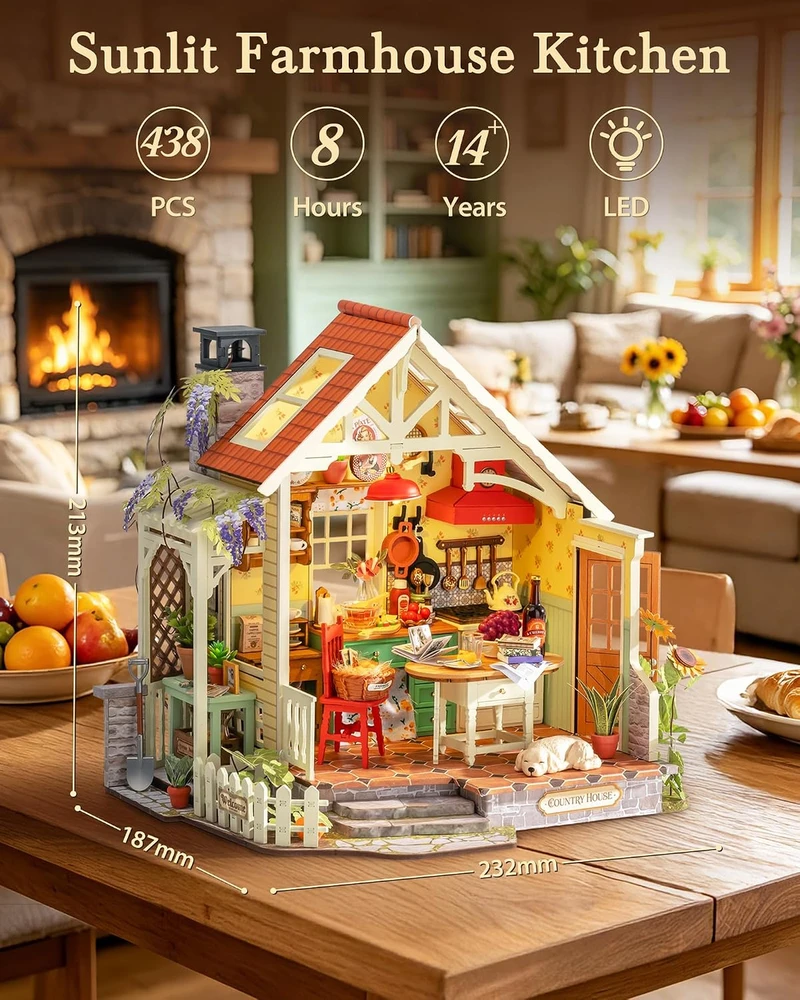 Robotime Mini namas 3D konstruktorius Sunlit Farmhouse Kitchen